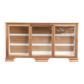 Large antique display cabinet made of oak and equipped with shelves
