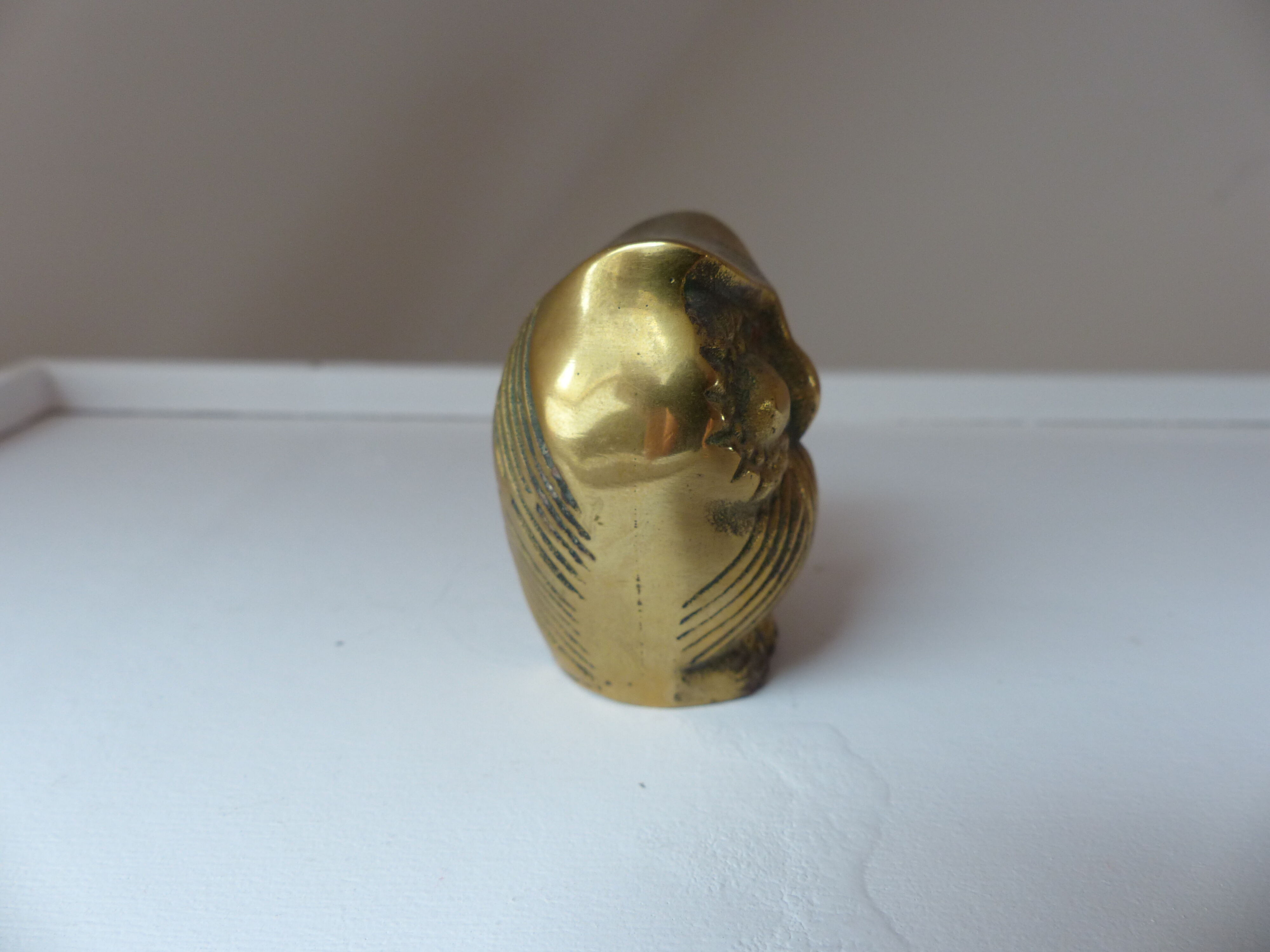 Miniature Owl Figure in Vintage Brass