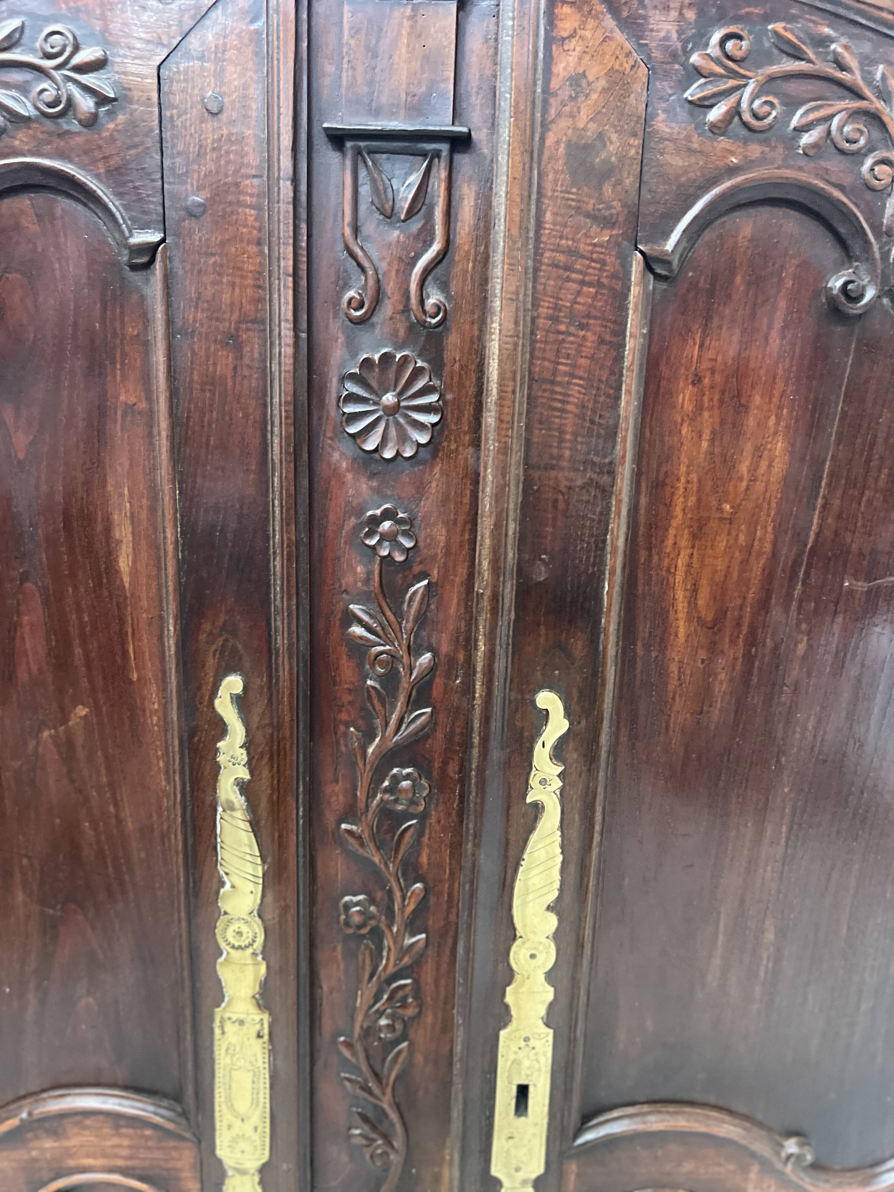 Antique pair of 18th century solid oak cabinet doors