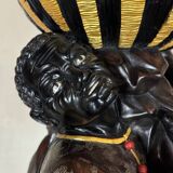 Pair of Moorish vasque holders, lacquered and gilded Venetian sculptures, circa 1880.