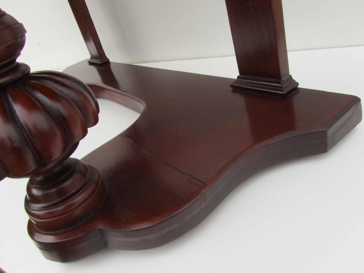 Mahogany and green leather console, 1860-70