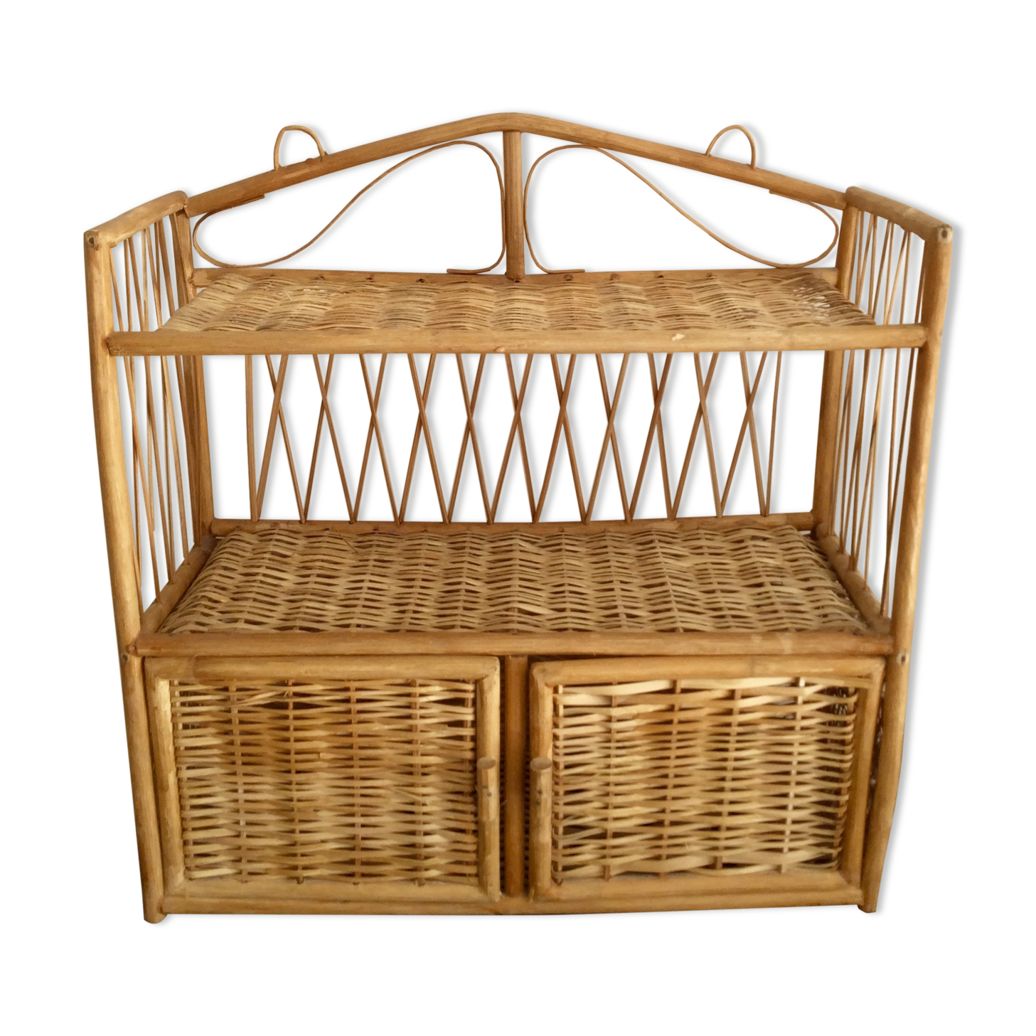 Vintage wicker wall shelf