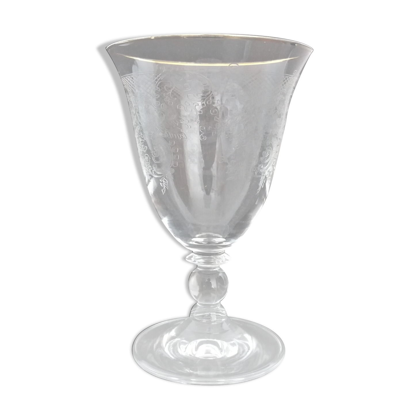 Water glass in crystalline engraved gold border