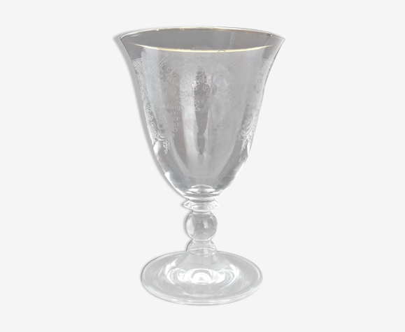 Verre à eau en cristallin gravé bordure or