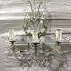 Pair of 3-light bronze and crystal wall lights