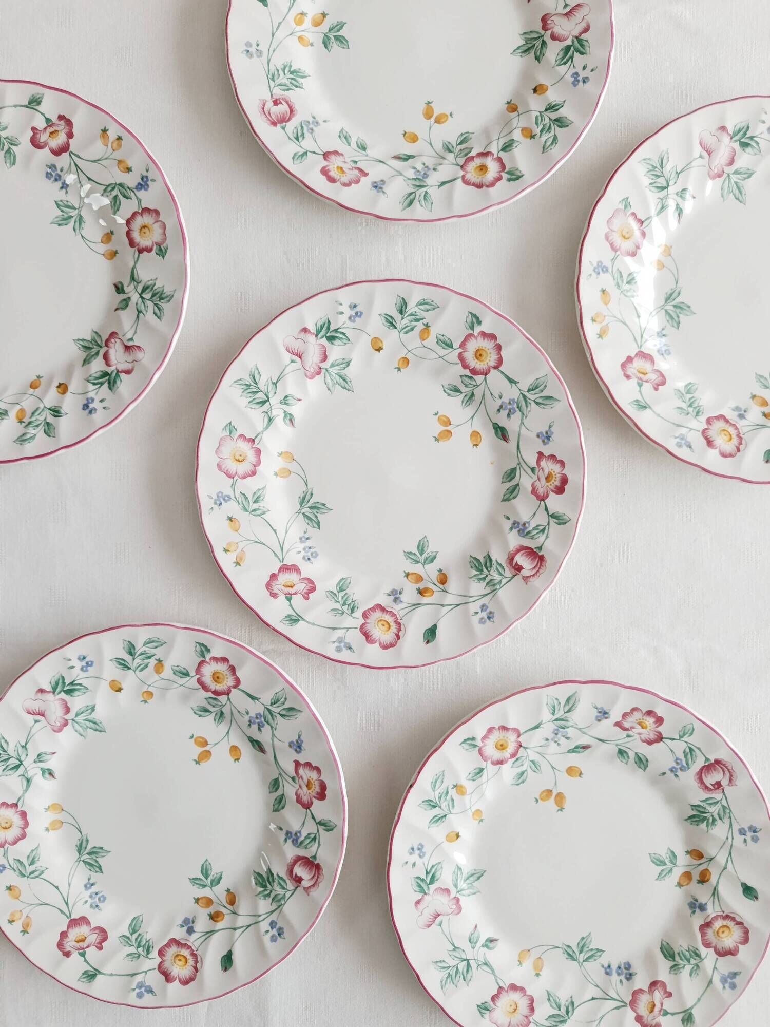 Set of 6 dessert plates Churchill, briar rose