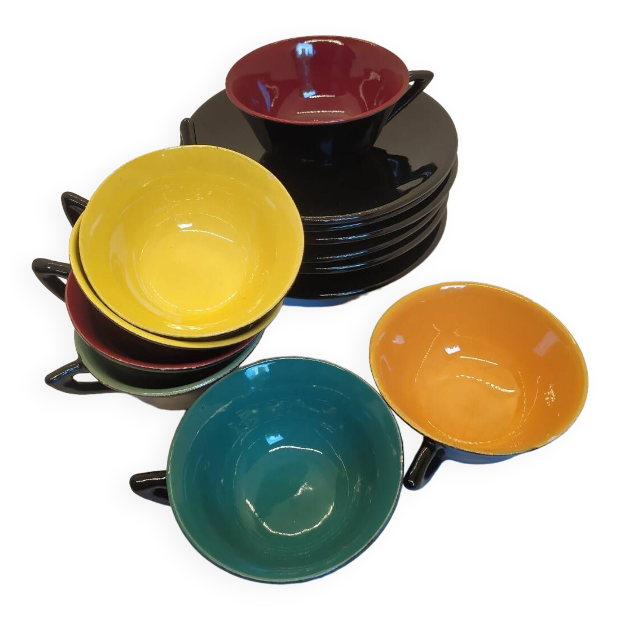 Set of 7 cups and saucers from the 50s.