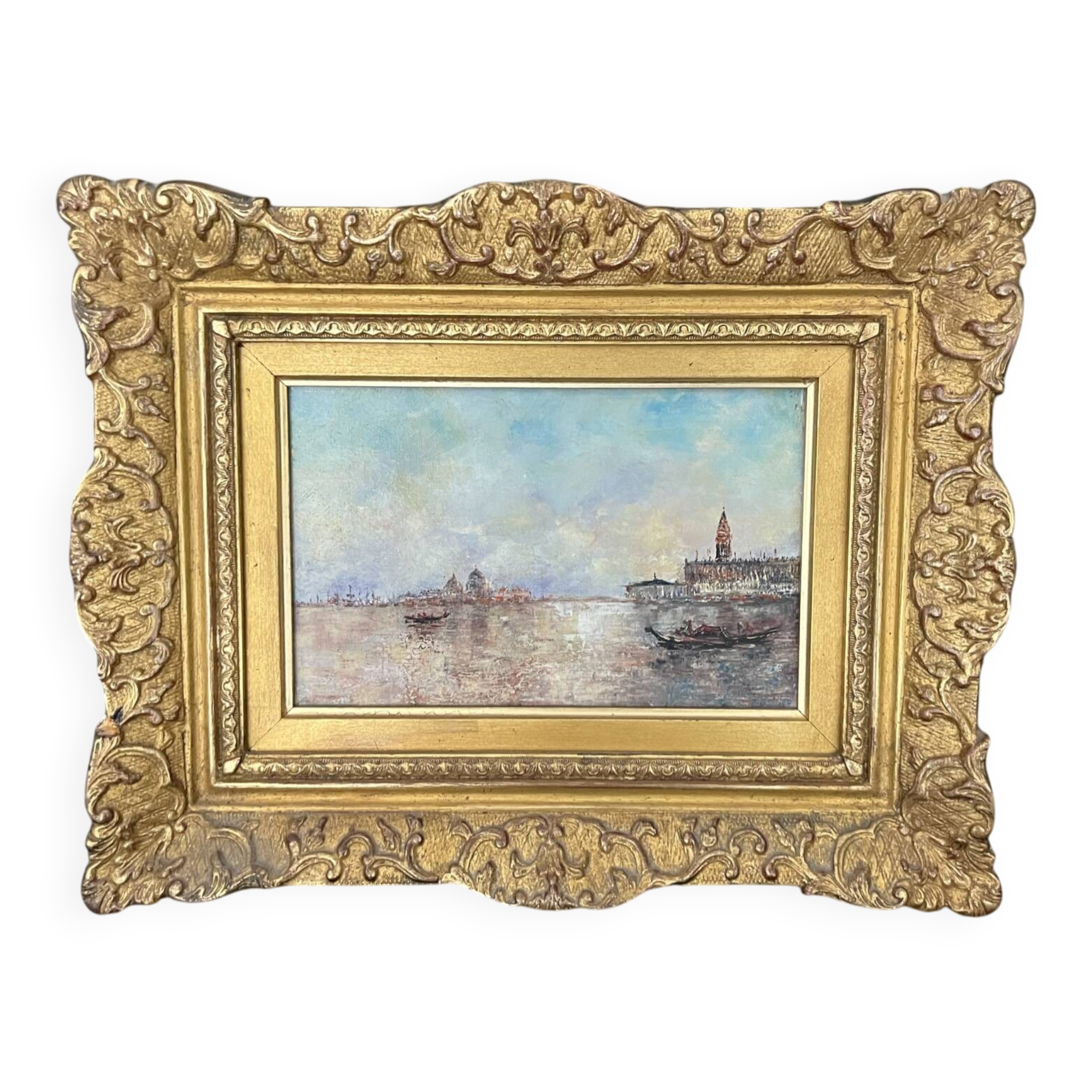 Oil on canvas, view of Venice.