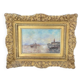 Oil on canvas, view of Venice.