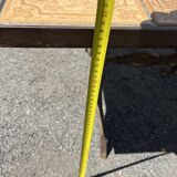 Vintage garden table with ceramic tile top and wrought iron base