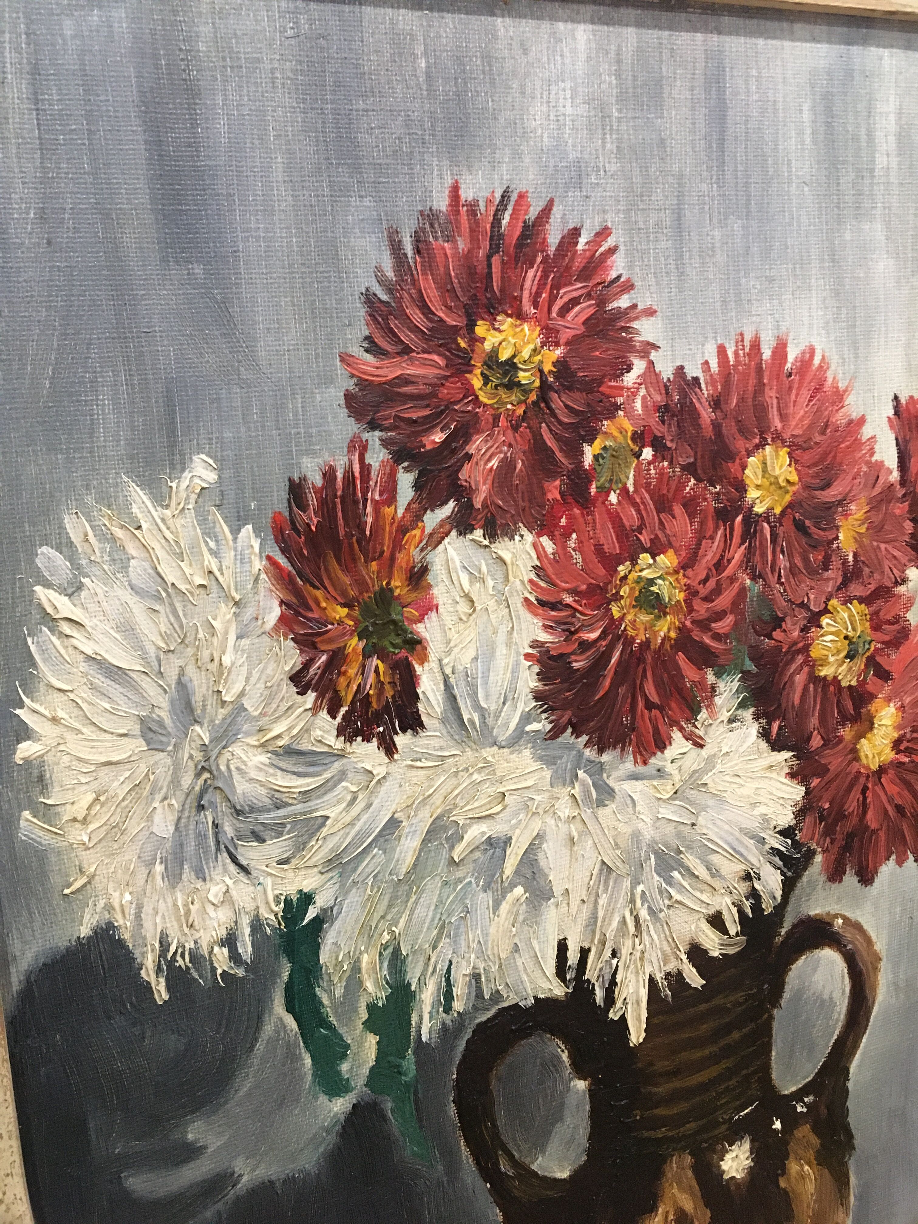 Peinture bouquet de dahlias