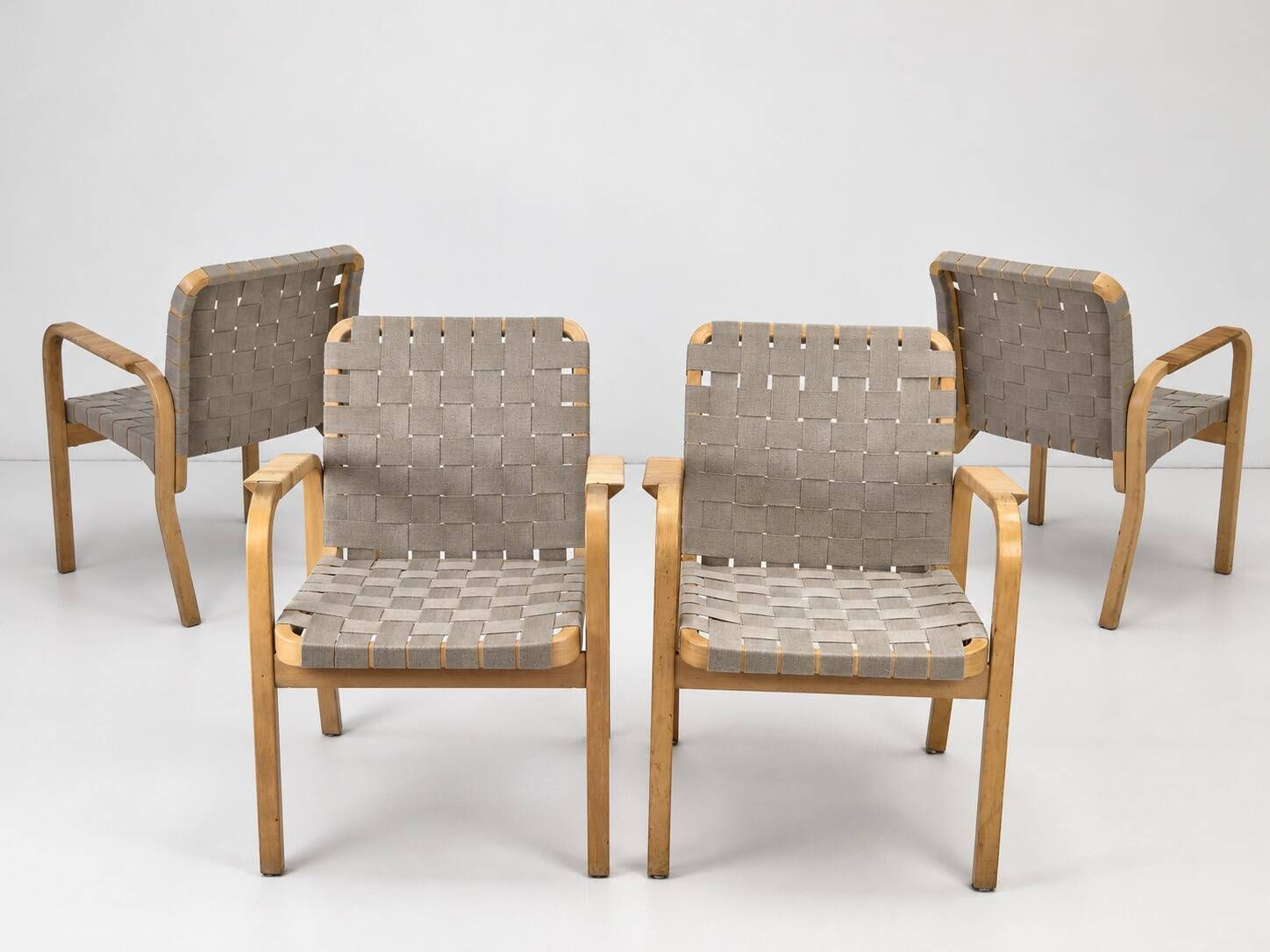 Model 45 Lounge Chairs by Alvar Aalto for Artek, 1970s, Set of 4