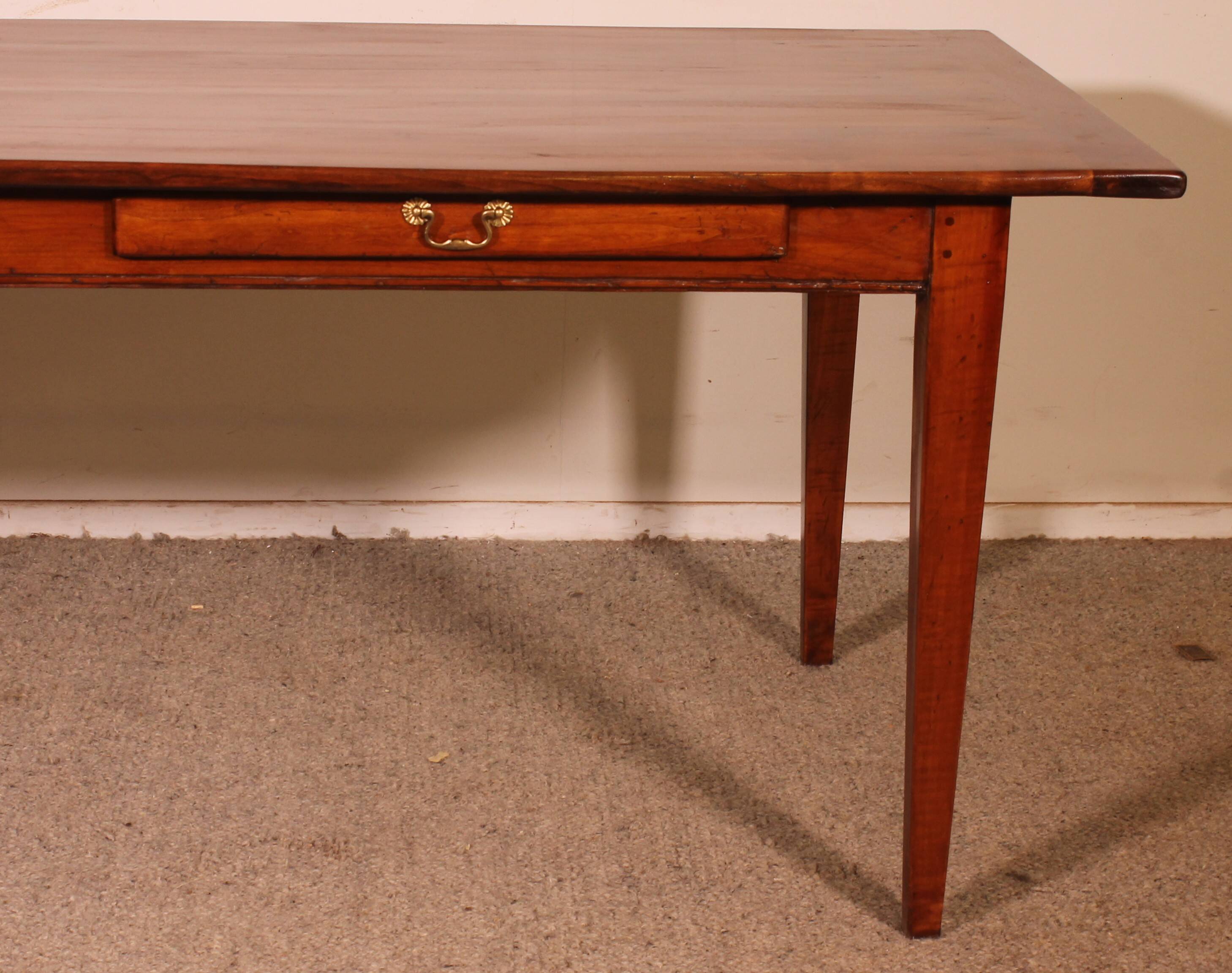 19th Century Refectorial Table in Cherry Wood with a width of 92cm