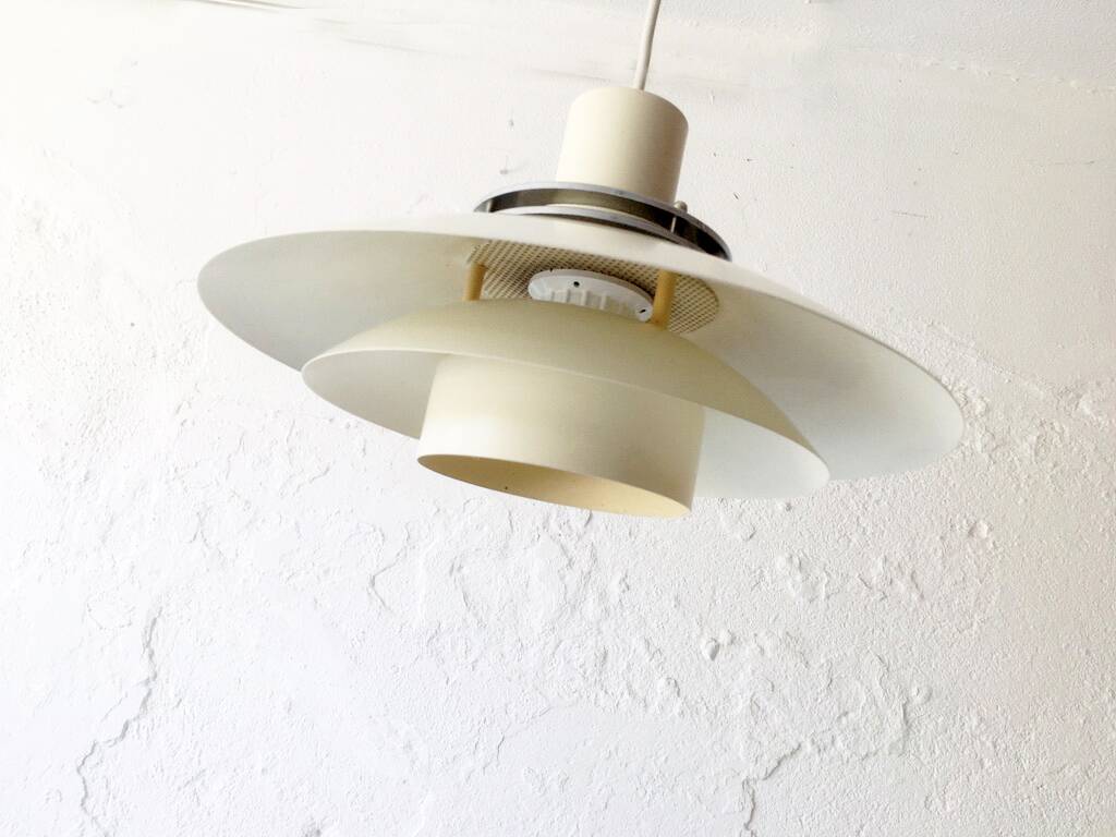 Danish pendant light in beige metal and chrome metal, 1970