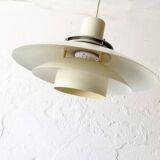 Danish pendant light in beige metal and chrome metal, 1970