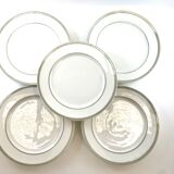 5 assiettes dessert blanche avec liseré vert 19,5cm