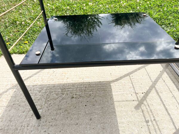 Table basse métal et verre avec porte revue Roche Bobois des années 50'