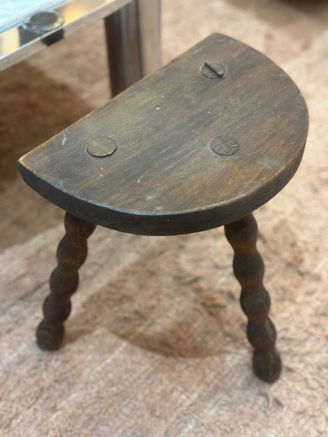 Vintage tripod stool - wooden balls