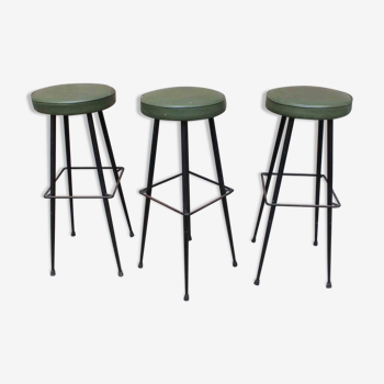 Set of 3 old bar stools 50, 60s