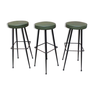 Set of 3 old bar stools 50, 60s