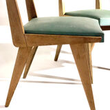 Pair of vintage chairs Maurice Pré - Oak and skaï