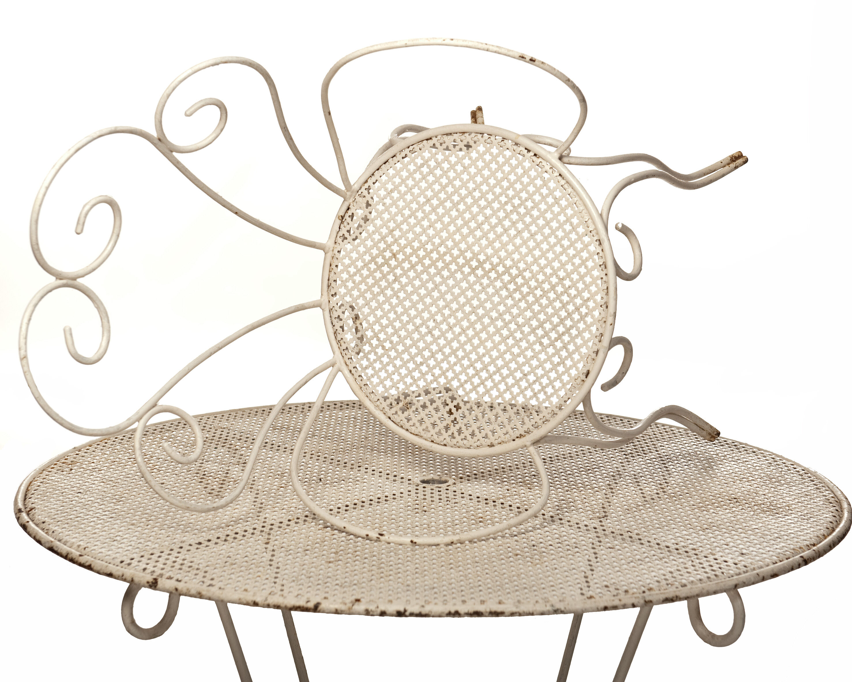 Garden salon 60 year wrought iron 2 chairs 2 chairs 1 table spirit Mategeot