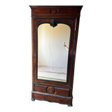 Armoire Napoléon III en ronce de noyer avec grand miroir - 19ème siècl