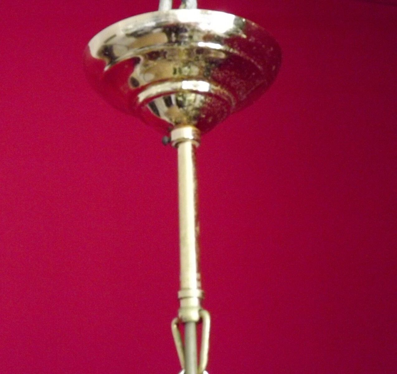 Vintage french metal crystal and glass 5 arm paris chic style chandelier 4228