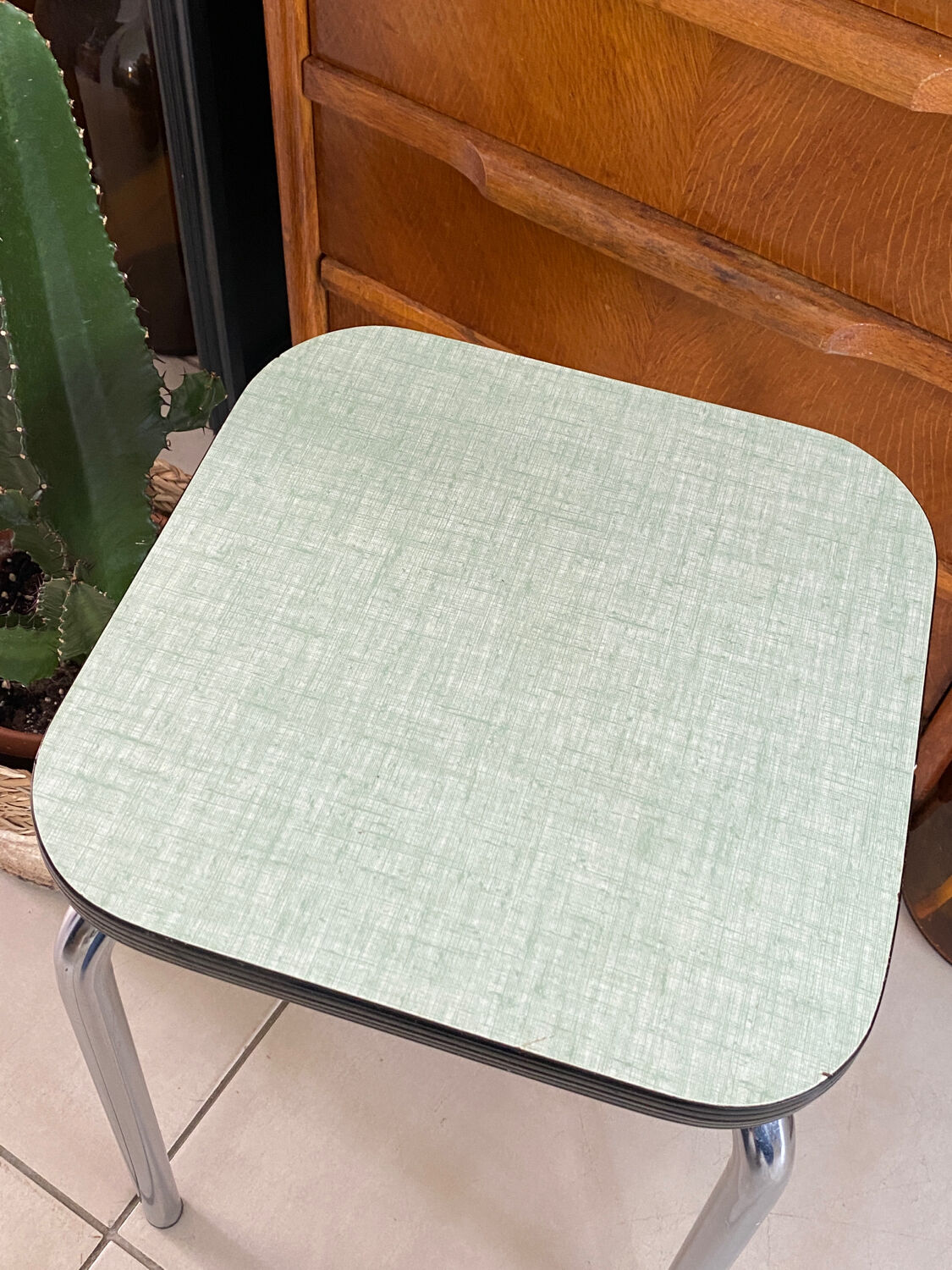 Almond green Formica stool