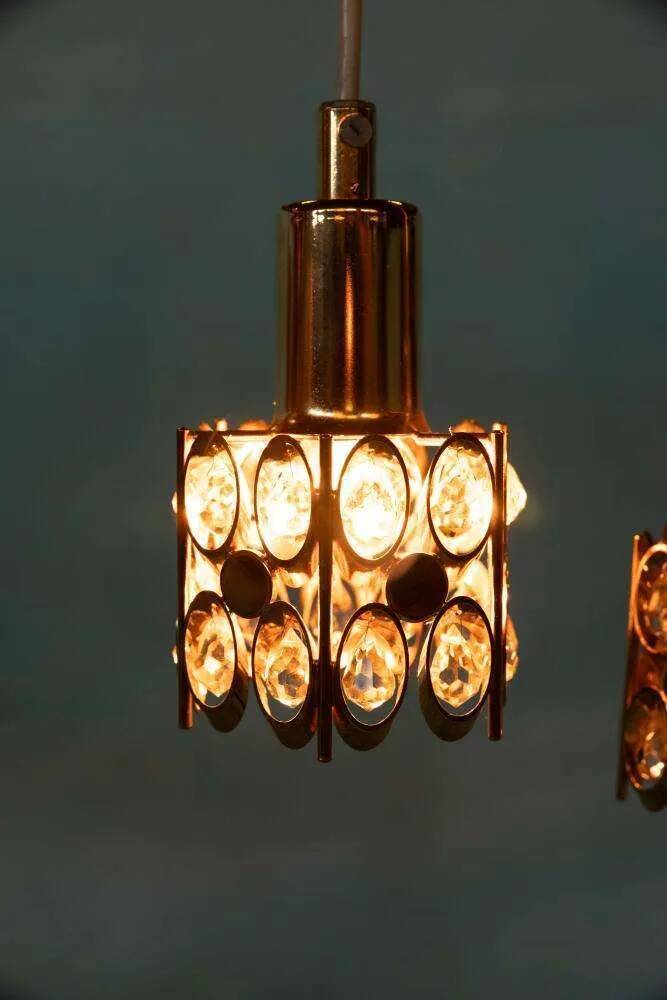 Vintage Palwa suspensions in brass & crystal