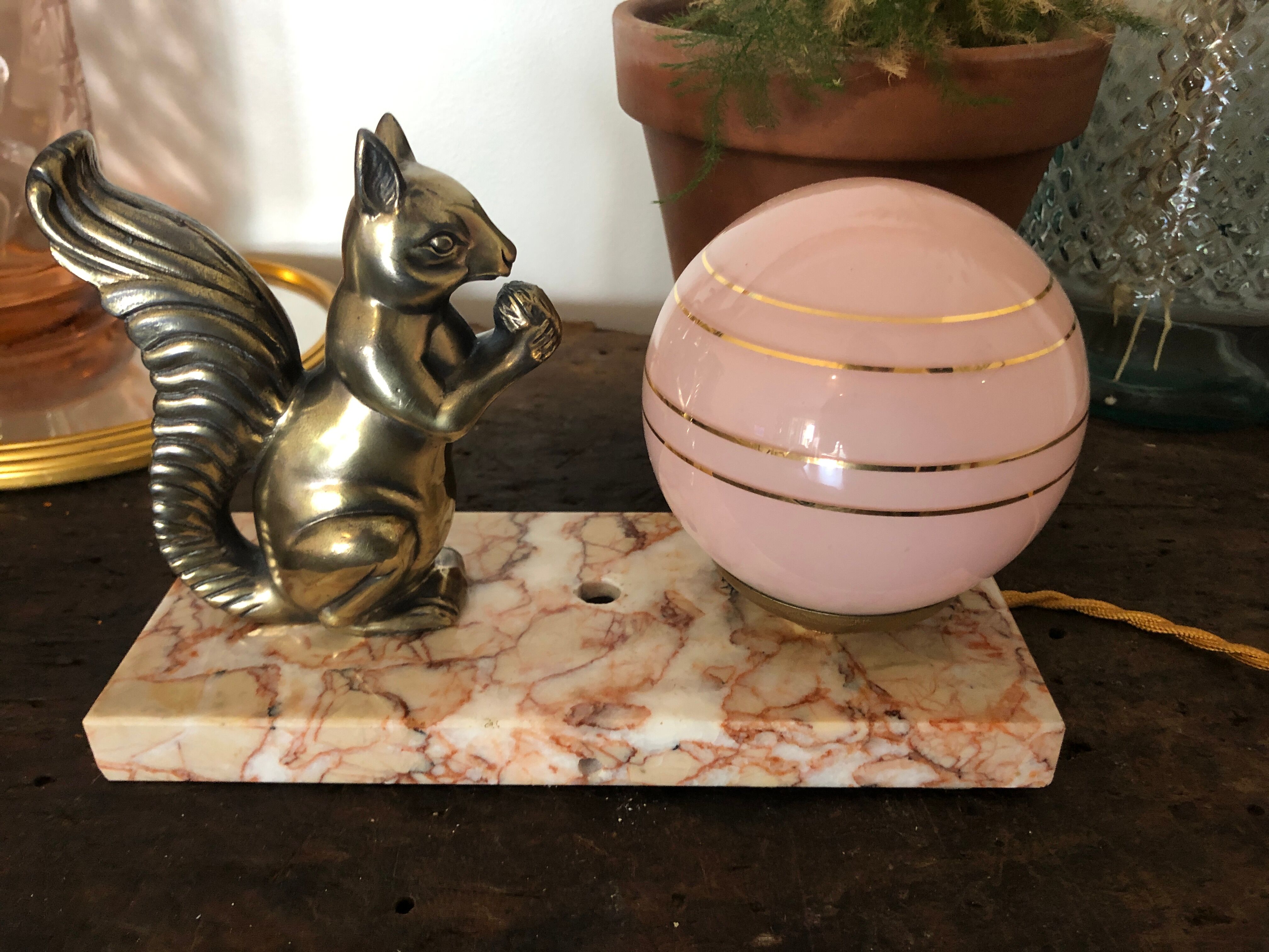 Art Deco marble and regulating lamp