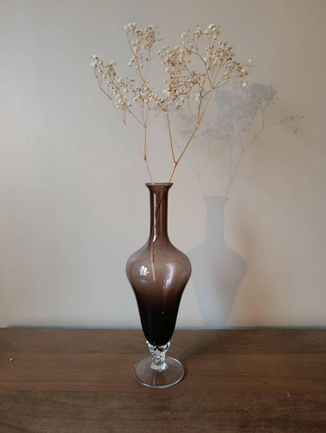 Vintage smoked blown glass vase from Empoli