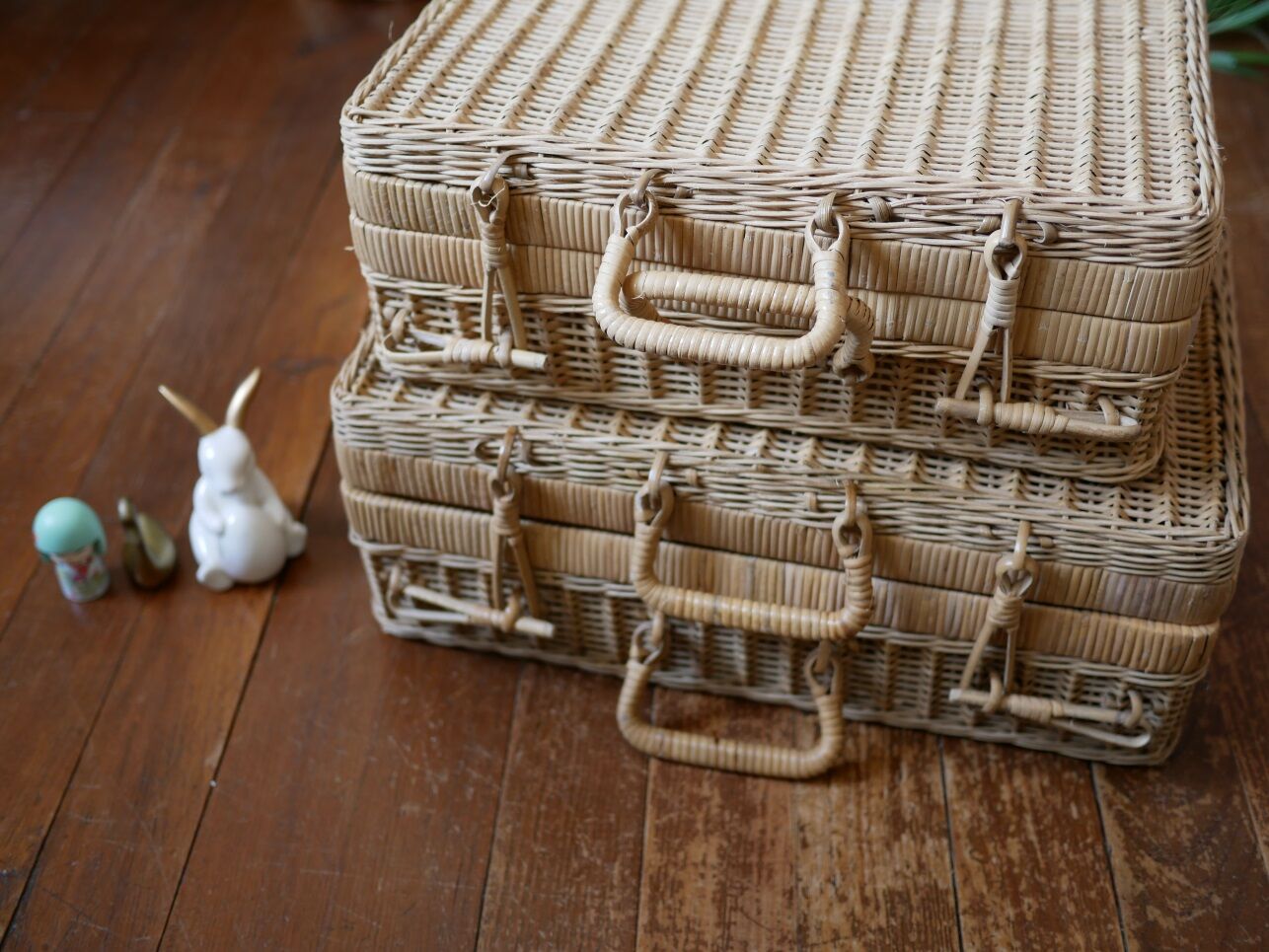 Suitcase vintage wicker