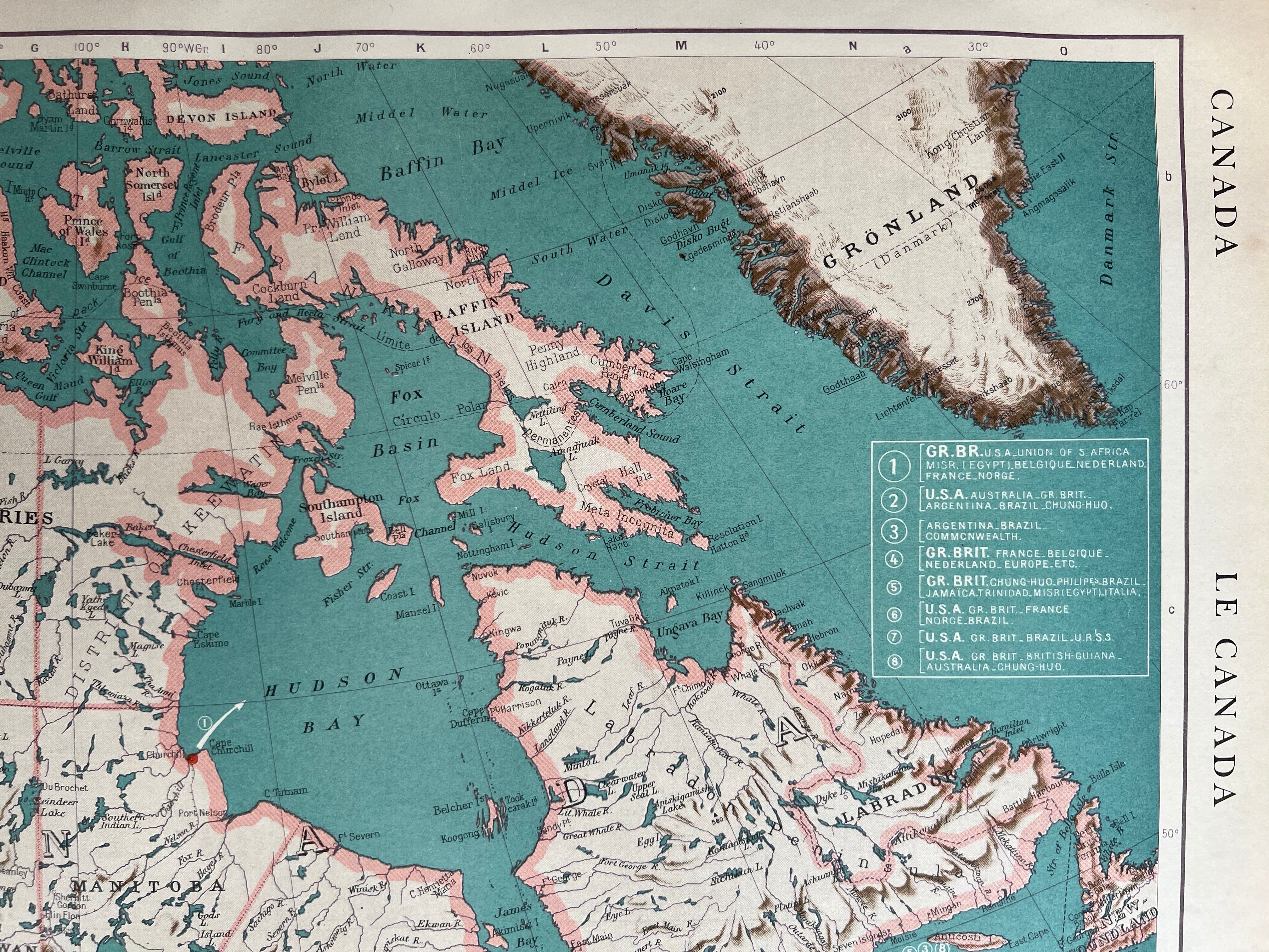 Old map of Canada — Import flows & Geography | Hudson Bay,
