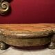 Ancient Italian pedestal, gilded carved wood, faux yellow Siena marble, 19th century.