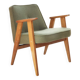 Vintage olive green bouclé armchair model 366