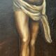 Beautiful religious work from the 17th century, oil on panel representing Christ on his cross with Mary Magdalene at his feet
