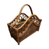 Mid-century italian french riviera bamboo & rattan magazine rack, 1960s