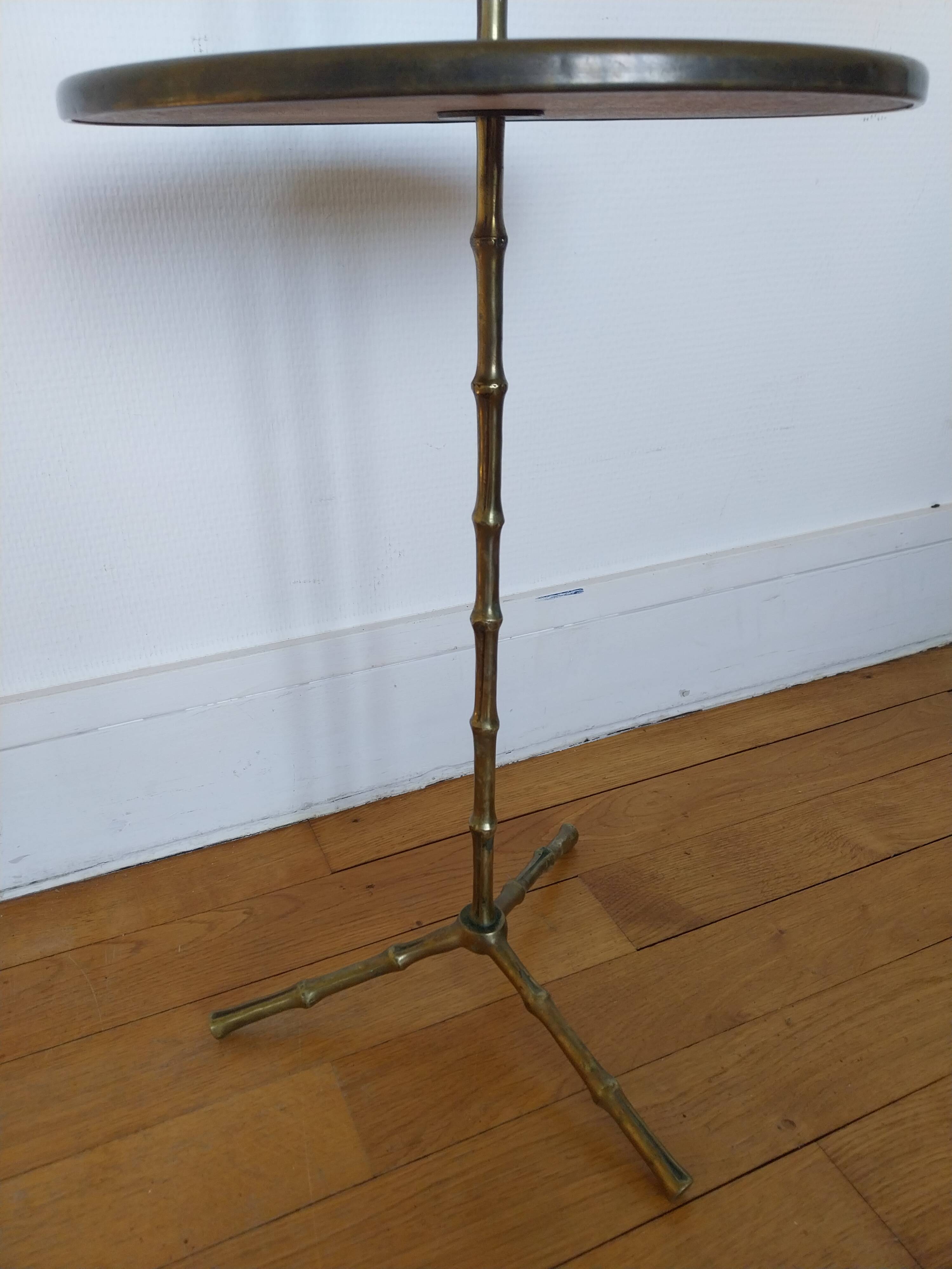 Martini table Maison Baguès bamboo imitation brass side table guéridon