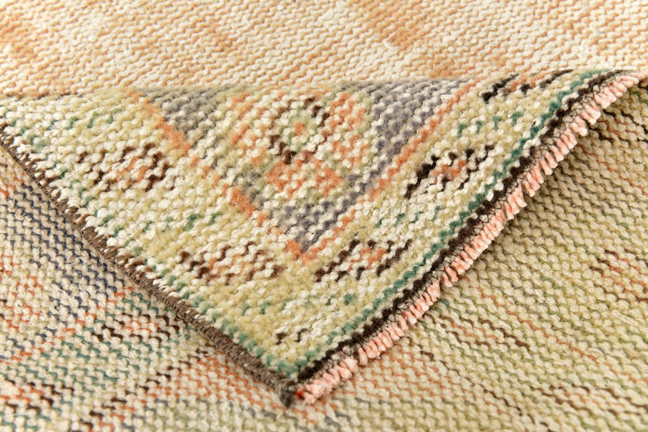 5x9 Vintage Oriental & Bordered Pattern Orange Turkish Rug, 170x274Cm