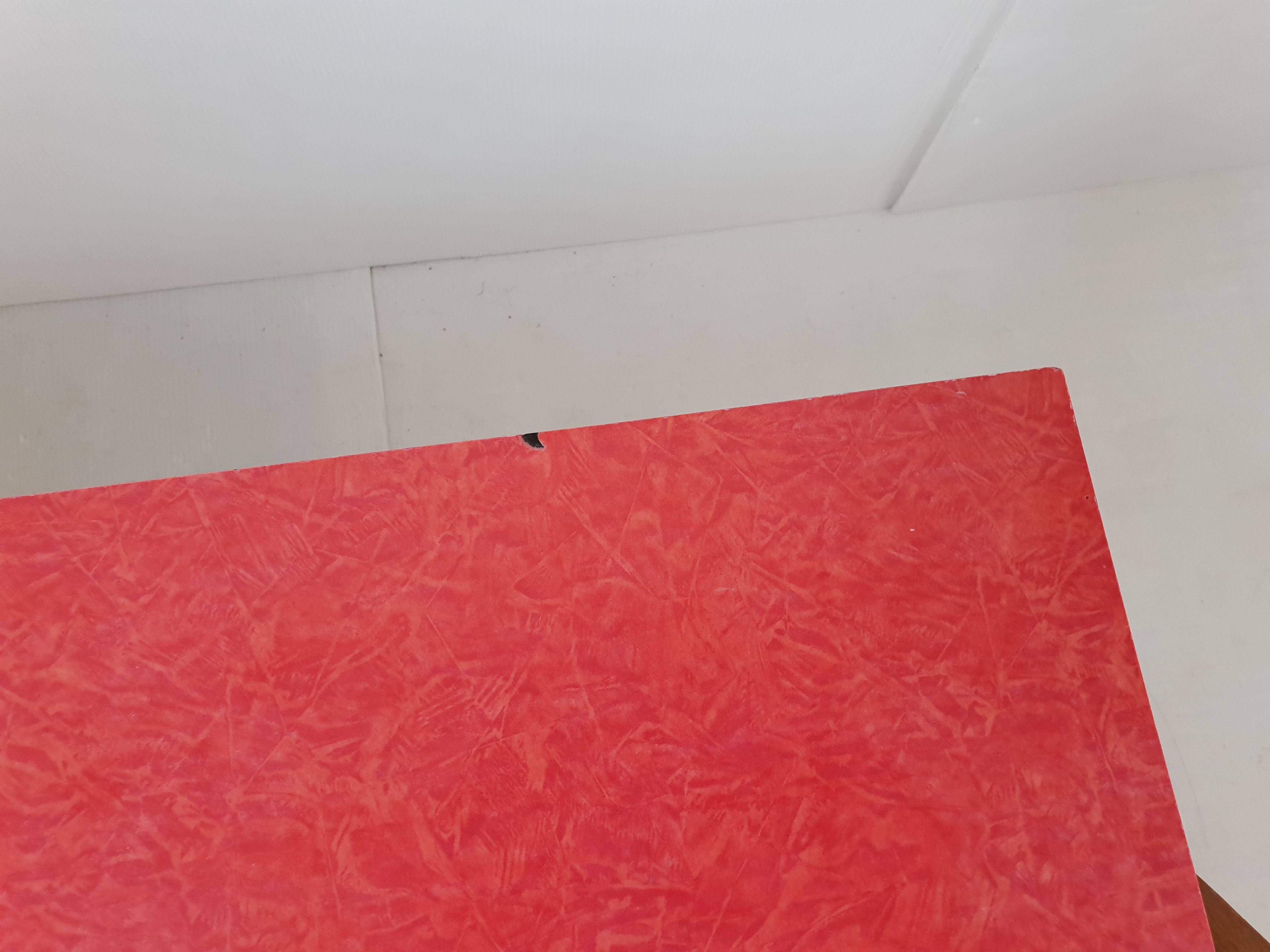 Coffee table in formica with compass feet, vintage from the 1950s