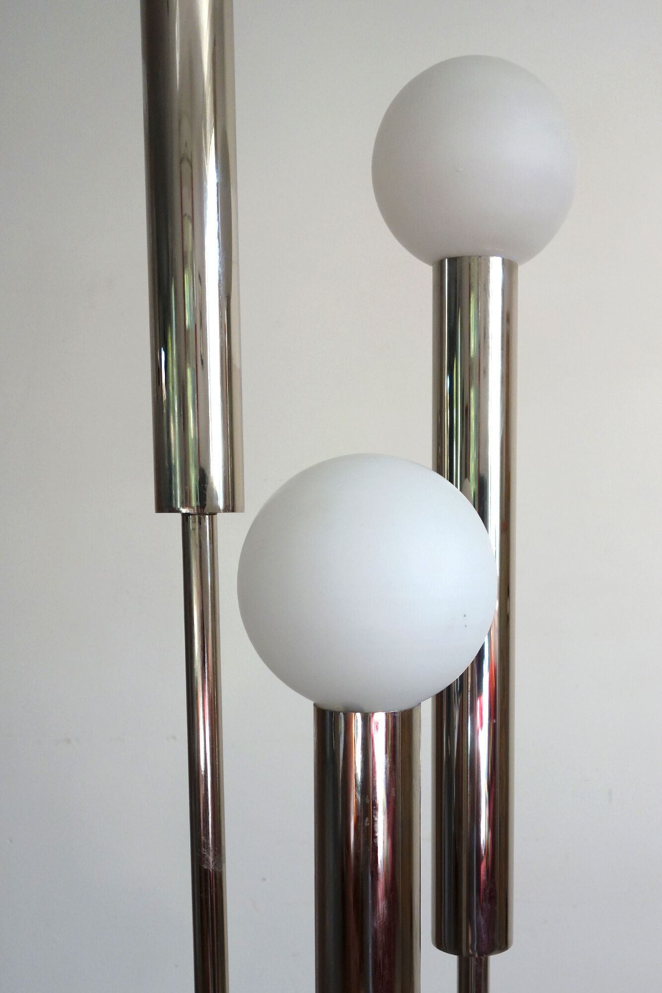 Space Age floor lamp vntage glass and chromed metal, 1970s