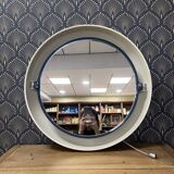 Vintage round luminous and pivoting spage age mirror by Allibert, circa 1970