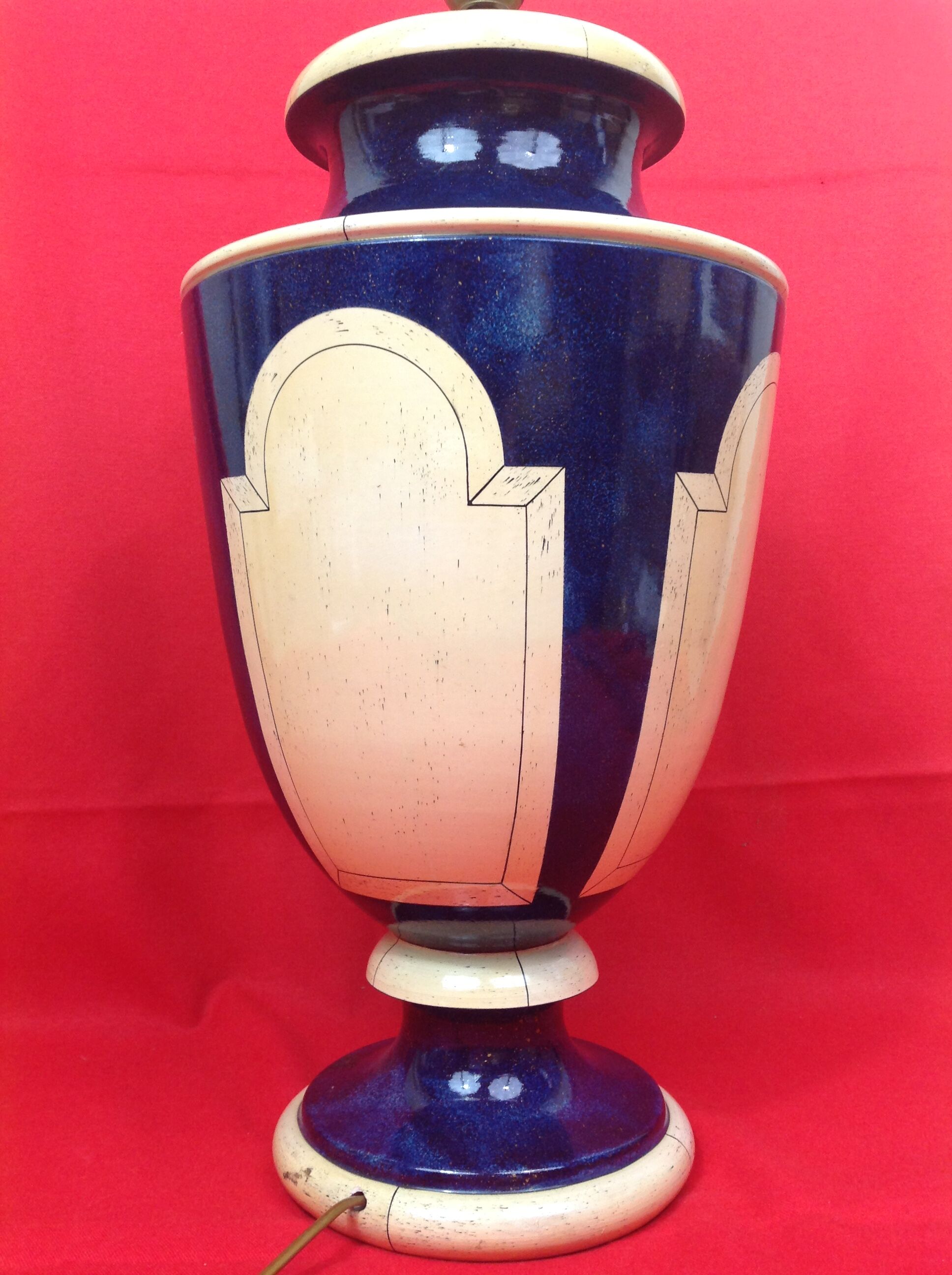 Jean Roger decoration paris beautiful lamp table mid 20th blue baluster night