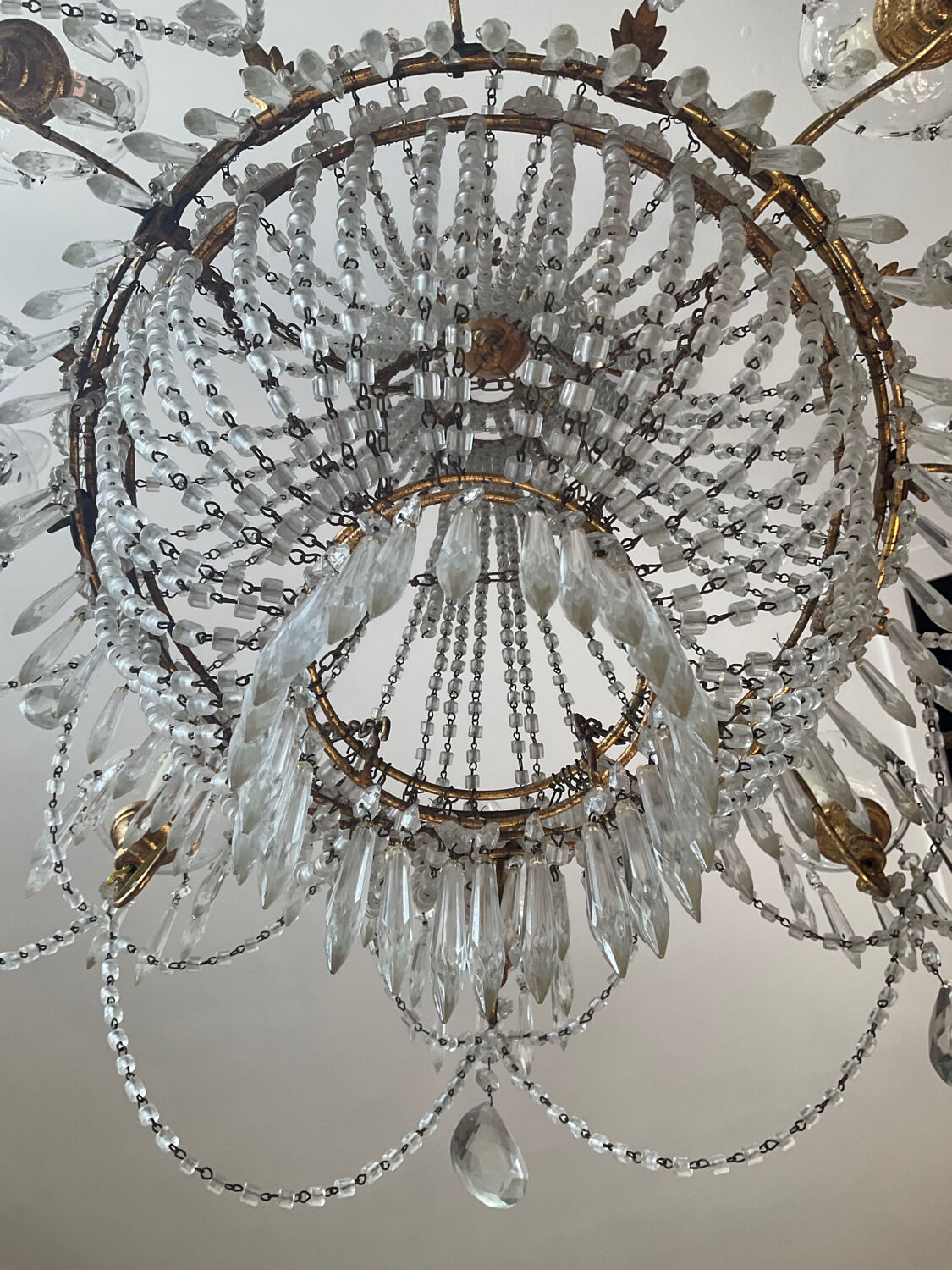 Large Montgolfière chandelier with crystal drops