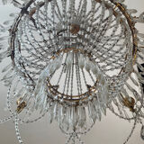 Large Montgolfière chandelier with crystal drops