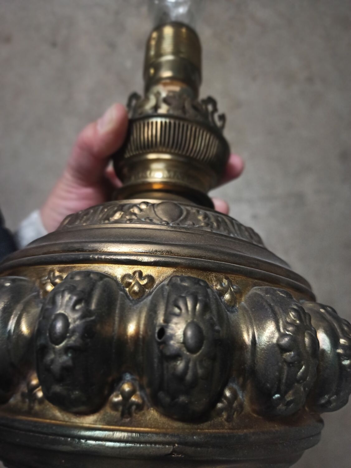 Antique brass lamp foot