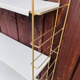 Vintage modular wall shelf, metal and brass, circa 1960s