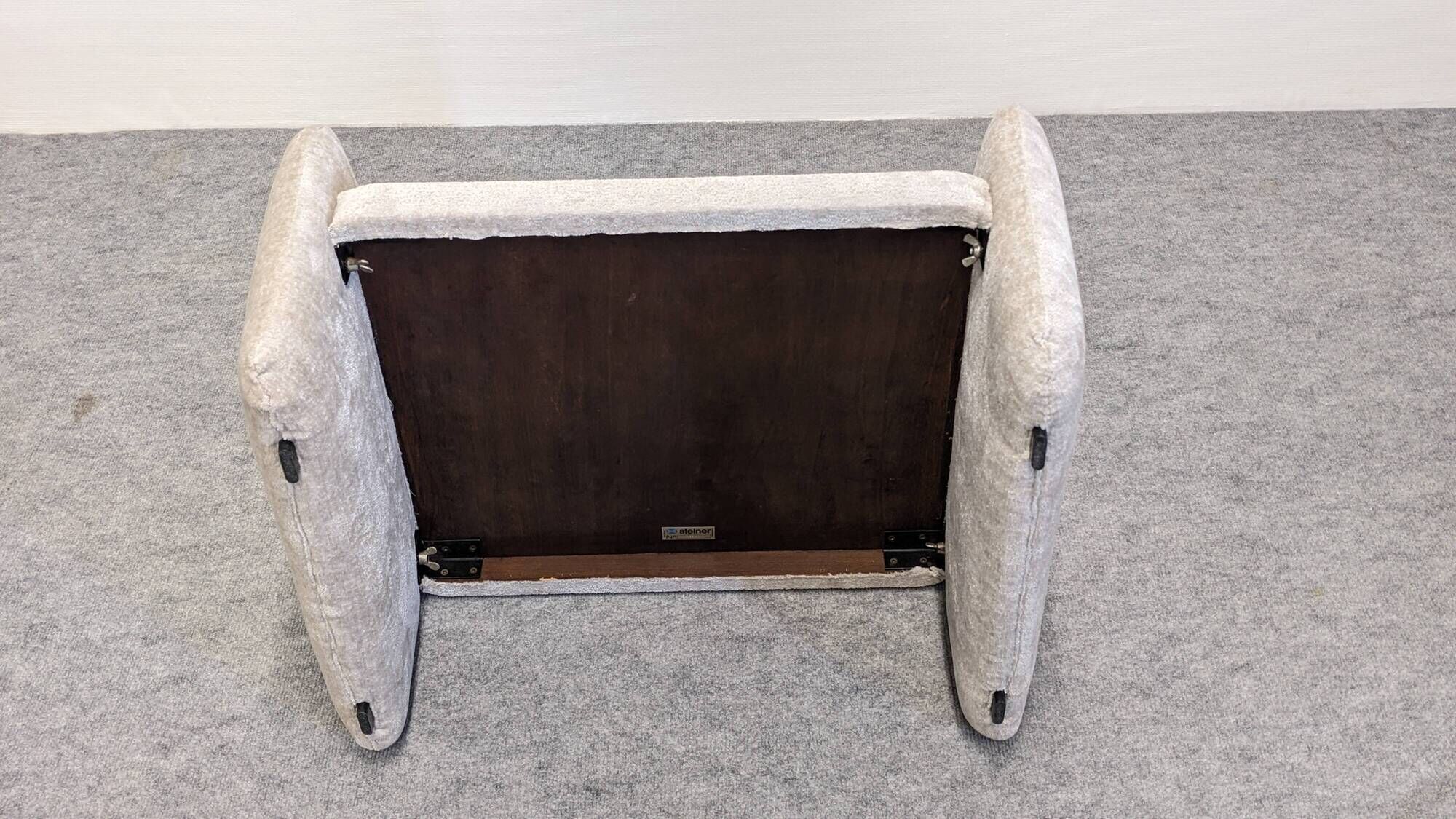 Velvet ottoman footstool by Steiner, France circa 1970