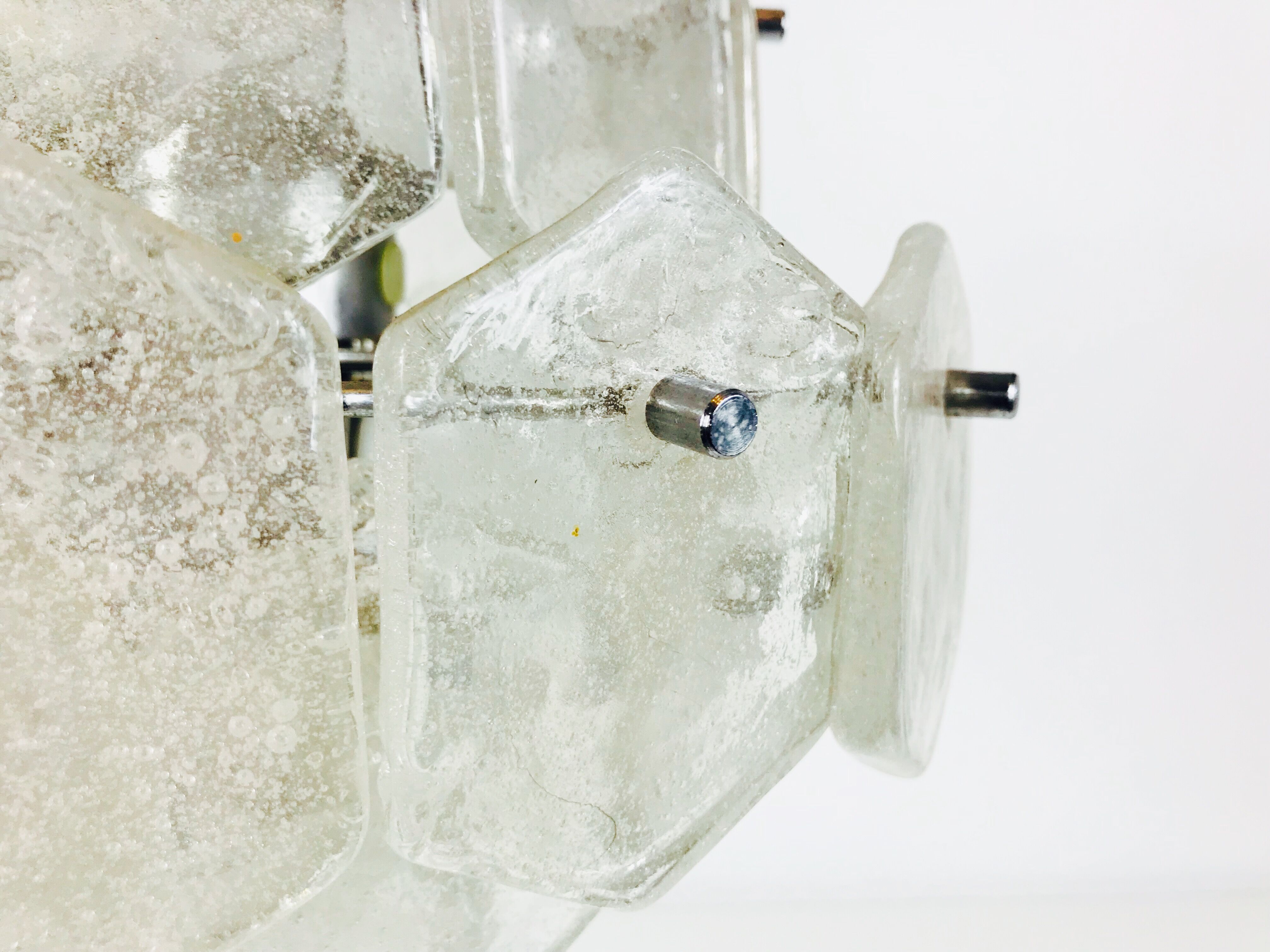 Kalmar Franken ice glass chandelier, 1960s